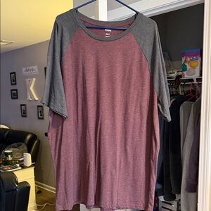 Men's XXXLT Casual Raglan Tee - Maroon and Charcoal
